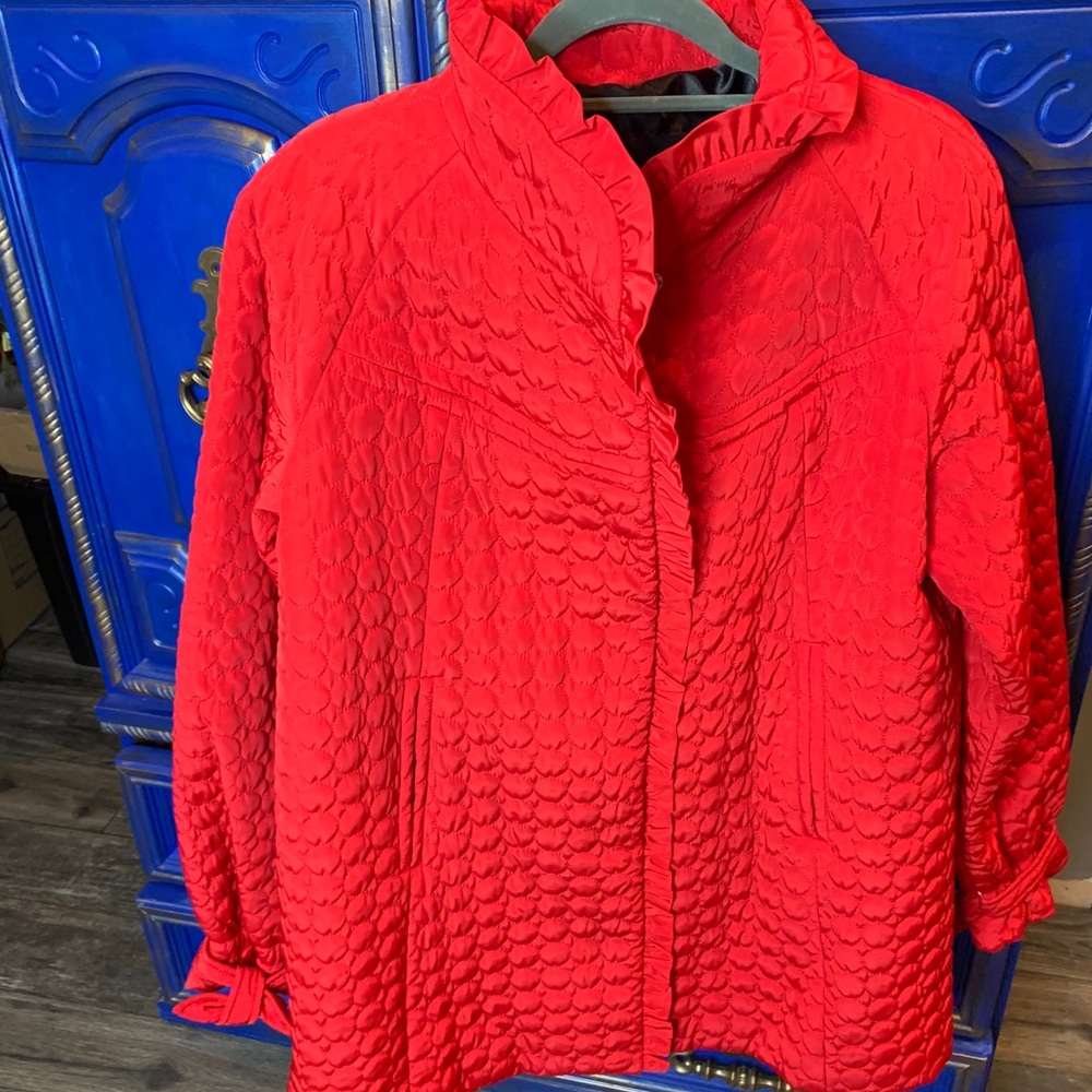 Betsey Johnson Quilted Circle Pattern Coat Large